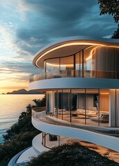 Modern sideboard in a Scandinavian-inspired room with large windows.