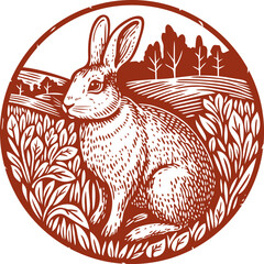 Beautiful Classic Hand Drawing Rabbit Illustration © Andi