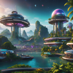 ufo flying over the city