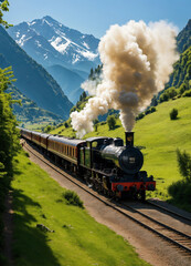 steam train in the countryside