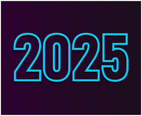 2025 Happy New Year Abstract Purple And Cyan Design Logo Symbol Vector Illustration