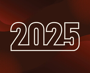 2025 Happy New Year Abstract Brown And White Design Logo Symbol Vector Illustration