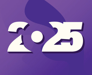 2025 Happy New Year Abstract Purple And White Design Logo Symbol Vector Illustration