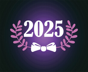 Happy New Year 2025 Abstract Purple And White Festive Design Logo Symbol Vector Illustration