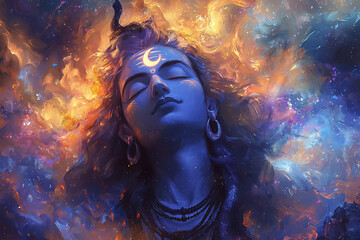 Hindu God Shiva in the cosmic world