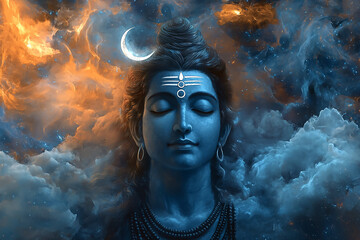 Hindu God Shiva in the cosmic world