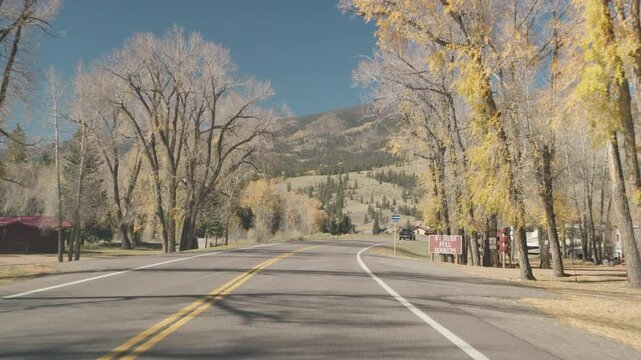 POV Driving Car to North Clear Creek Falls near Creede and Lake City, Colorado During Fall Season