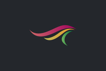 Simple colorful wings logo on black background.