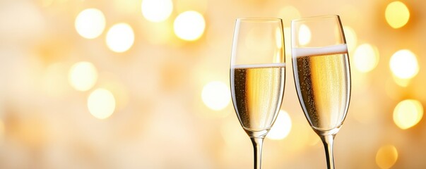 Two champagne glasses sparkling in a festive atmosphere, perfect for celebration moments and special occasions.