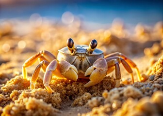 Discovering Sand Crabs on the Beach: Nature's Tiny Creatures Burrowing in the Warm Sand Under the Sunlight