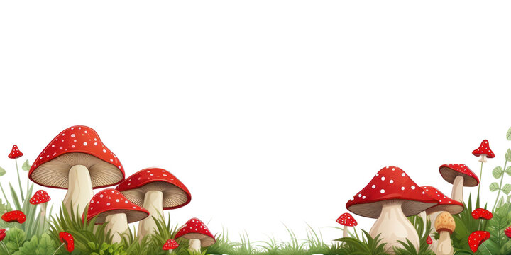 PNG Muchroom line horizontal border mushroom fungus agaric.