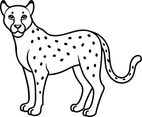 Cheetah outline vector and line art illustration design. Cheetah black and white vector icon logo. Abstract drawing Vector illustration.
