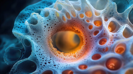 living organism cell, scientific macro photo, abstract background, microbiology, fractal, nature, life, structure of bacteria or microbe