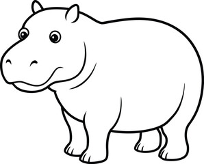 Hippopotamus outline vector and line art illustration design. hippopotamus, hand drawn vector illustration, outline drawing. Coloring book page.