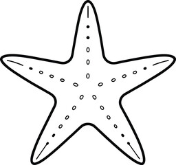 Starfish outline doodle drawing, isolated on white background. Starfish outline vector art. line art illustration design.