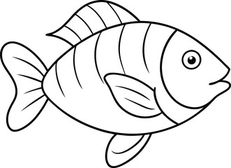 Parrotfish outline vector art. line art icon and logo illustration design. black and white vector cartoon illustration for a coloring book page.