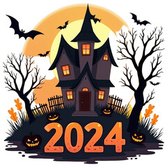 halloween background with house