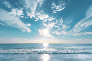 Obraz premium Serene Ocean View Under a Bright Sky