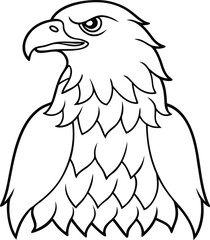 Bald Eagle outline vector and line art illustration design. Bald Eagle Colouring Page element, isolated on white. flying and sitting.