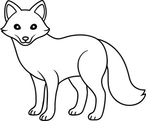 Arctic Fox outline vector. Line art illustration design. Arctic fox hand-drawn outline vector sketch isolated. Icon and Logo. Arctic fox silhouette.