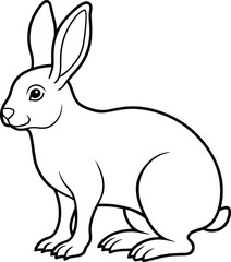 Arctic Hare outline vector. Line art illustration design. Cute cartoon arctic hare. Handwriting practice for children. Arctic Hare like Silhouette.