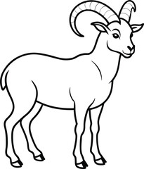 Ibex outline illustration art, smooth line art like silhouette on white background. The Ibex, Victors, Image, Sign.
