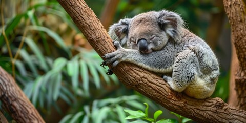 Fototapeta premium Sleeping Koala in a Tree