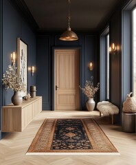 entrance hall of a house with ceiling lamp