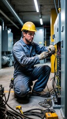 Maintenance Worker Inspects Electrical Panels, Tests Circuits, and Resolves Issues in the Plant