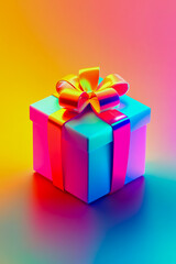 Fototapeta premium A 3D icon of a colored gift box, beautifully designed with a glossy finish.