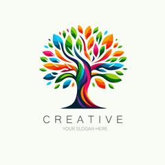 Colorful Modern tree logo design