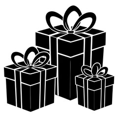 set of gift boxes with bows