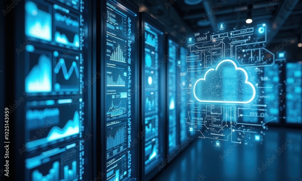 Poster cloud computing and big data visualization concept