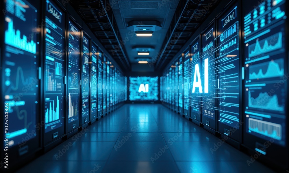 Poster advanced data center with ai technology visualization