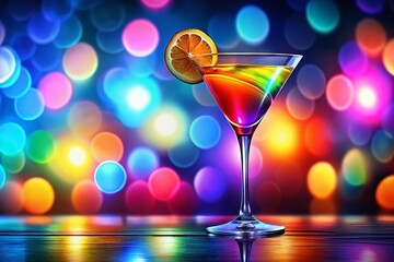 Elegant cocktail glass illustration with vibrant colors, perfect for bar menus, party invitations, and cocktail recipes