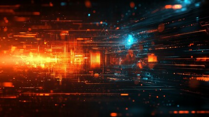 Fototapeta premium Glowing abstract digital space background with vibrant colors, futuristic light effects, and dynamic lines in the digital universe, new beautiful stock image illustration AI