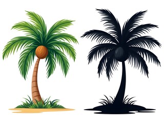Obraz premium palm tree color and silhouette
