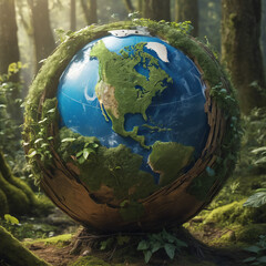 Globe symbol of environmental and preserve earth