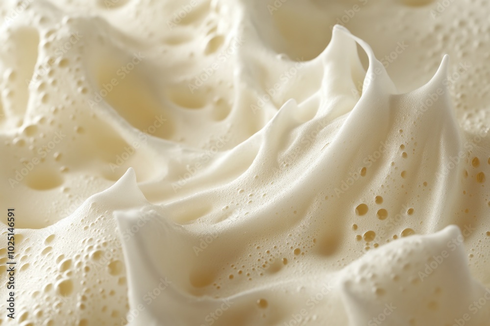 Wall mural Close-up view of fluffy whipped cream on top of a cake, perfect for dessert or baking illustrations