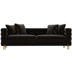 3d render black sofa couch home decor with transparent background