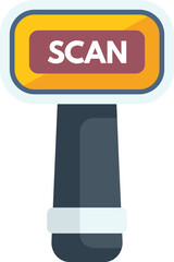 Hand scanner scanning bar code with yellow screen on white background