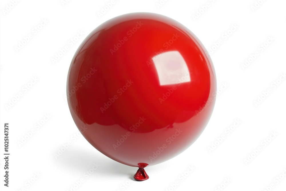 Poster a single red balloon floating on a plain white background