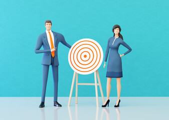 Business people and target, 3D rendering