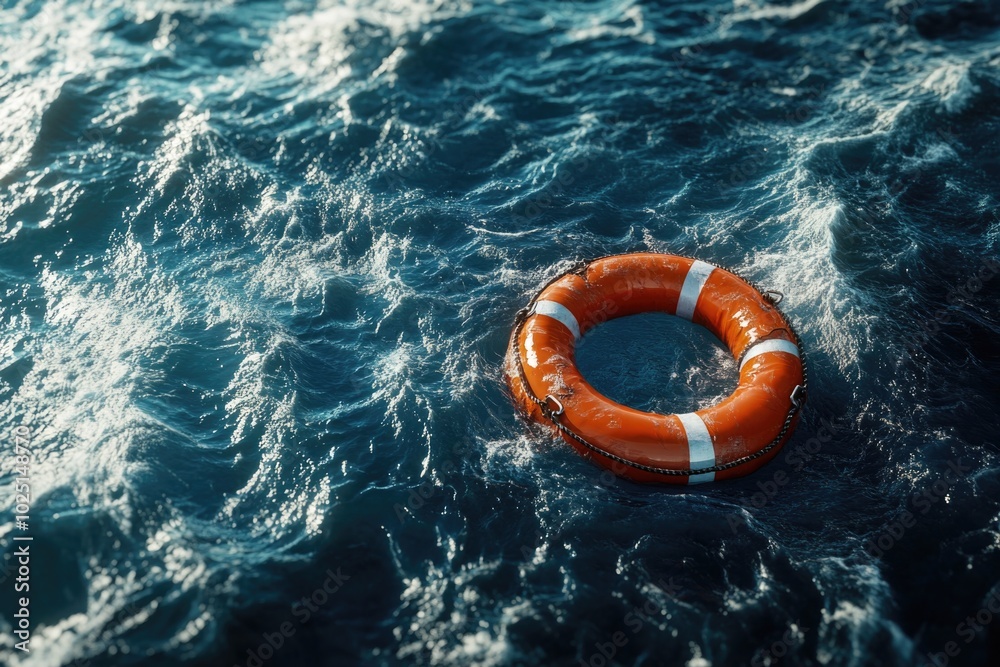 Aufkleber a life preserver floating on calm ocean waters, suitable for use as a symbol or visual motif