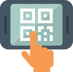 Person is using their finger to scan a qr code on their smartphone