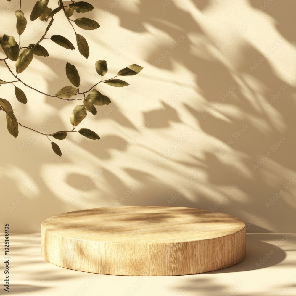 Poster a simple wooden plate resting on a table with a rustic, natural look