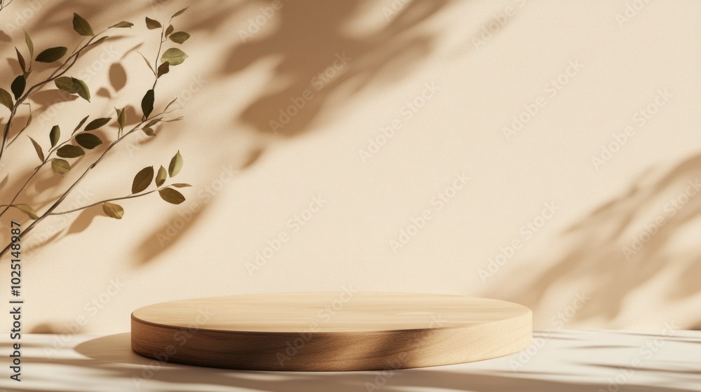 Poster a wooden plate placed on a table surface, suitable for various uses such as serving food or decorati
