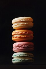 Macaron tower, colorful layers of French patisserie