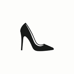 A black high-heel shoe with a pointed toe 
