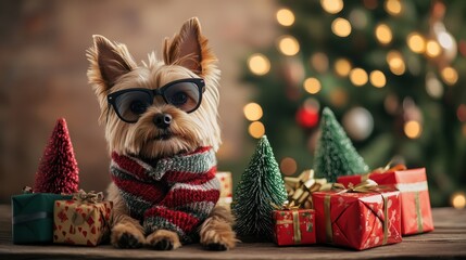 The Stylish Dog with Gifts